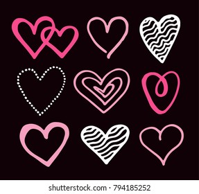 Hand drawn doodle illustration - Happy Valentines Day. Love you
