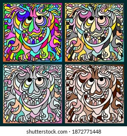 ilustración de doodle dibujada a mano. Diseño de afiches de objetos, elementos abstractos y florales. Caricatura creativa de fondo artístico de vacaciones. Imagen vectorial colorida