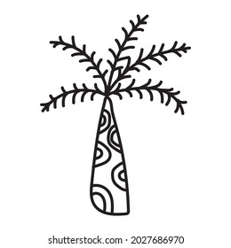 Hand drawn doodle illustration. palm tree. 