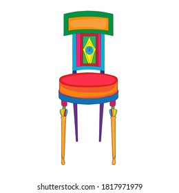 Hand drawn doodle illustration of a postmodern multicolored classical revival chair, object isolated on white, Directoire hystorical furniture style