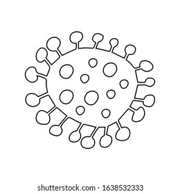Hand drawn doodle illustration Vector face Coronavirus element. Isolated on white background.