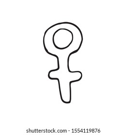 Hand drawn doodle illustration. Women concept design. Symbols of feminism and body positivity movement. 