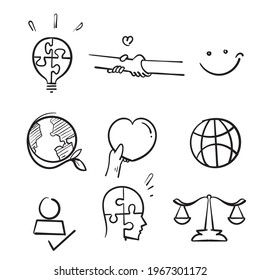 hand drawn doodle industry icon illustration symbol collection isolated