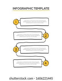 Hand drawn doodle infographics for map visualization template, yellow circle and symbols. Easy to use for your landing page, poster or presentation.