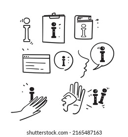 hand drawn doodle Information and Help Desk related icon illustration