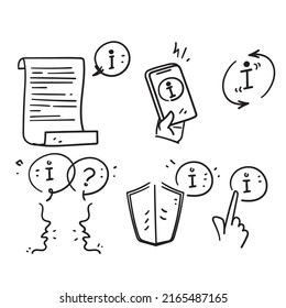 hand drawn doodle Information and Help Desk related icon illustration