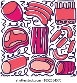 hand drawn doodle ingredient menu with icons and design elements