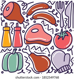 hand drawn doodle ingredient menu with icons and design elements