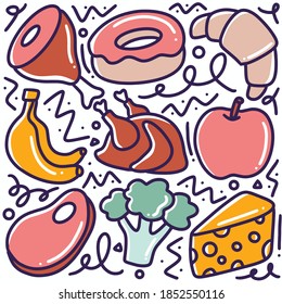 hand drawn doodle ingredient menu with icons and design elements