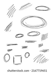 Conjunto de círculo de tinta de doodle dibujado a mano. Diferentes tipos de marcos de círculo dibujados a mano