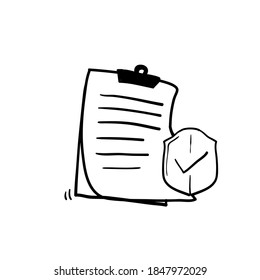 hand drawn doodle Insurance policy icon document symbol vector isolated