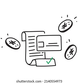 hand drawn doodle Invoice bill icon illustration vector isolated