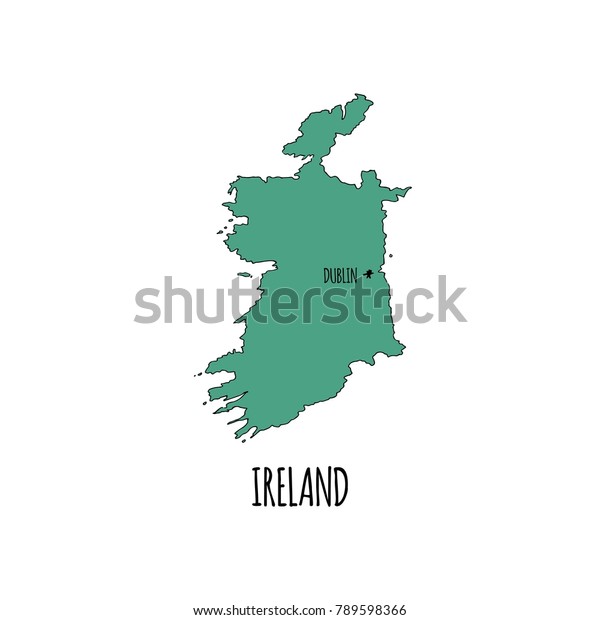 Hand drawn doodle Ireland\
country map icon Vector illustration isolated on white background\
Sketchy Irish traditional outer borders symbol Emerald Island Green\
color