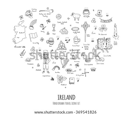 Hand Drawn Doodle Ireland Set Vector Stock Vector (Royalty Free ...