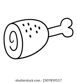 Hand drawn doodle jamon isolated on white background. Vector illustration.