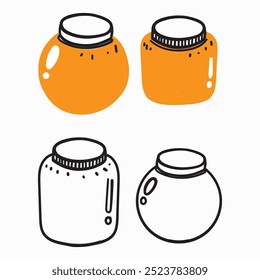 hand drawn doodle jar collection illustration