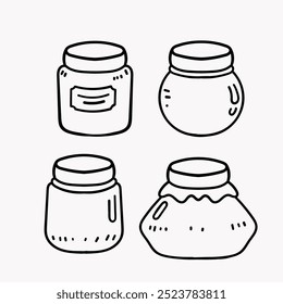 hand drawn doodle jar collection illustration