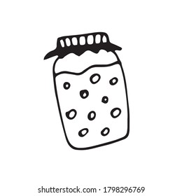 Hand drawn doodle jar of jam. Vector illustration
