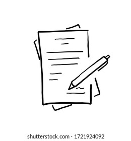 hand drawn doodle job contract illustration vector isolated cartoon