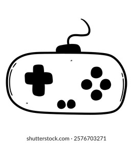Hand drawn doodle joystick for video games isolated on white background. Vector illustration.