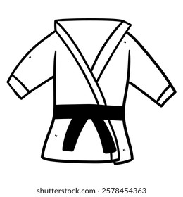 Hand drawn doodle karate kimono isolated on white background. Vector illustration.