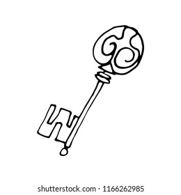 Hand drawn doodle key.Perfect for invitation, greeting card, coloring book, textile print.