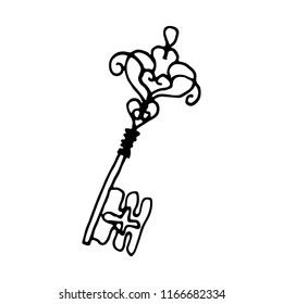 Hand drawn doodle key.Perfect for invitation, greeting card, coloring book, textile print.