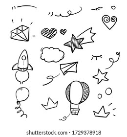 hand drawn doodle kid element collection illustration vector