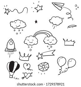 hand drawn doodle kid element collection illustration vector