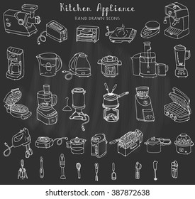 Hand drawn doodle Kitchen appliance vector illustration  Cartoon icons set Various household equipment and facilities Small kitchen appliances Consumer electronics Kitchenware Freehand vector sketch