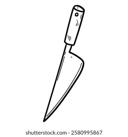 Hand drawn doodle kitchen knife isolated on white background. Vector illustration.