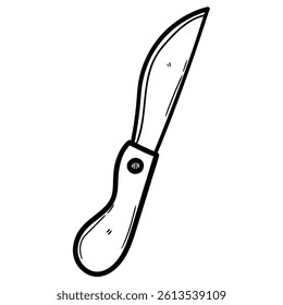 Hand drawn doodle kitchen knife isolated on white background. Vector illustration.