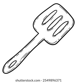 Hand drawn doodle kitchen spatula isolated on white background. Vector illustration.