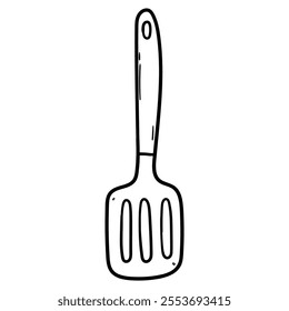 Hand drawn doodle kitchen spatula isolated on white background. Vector illustration.