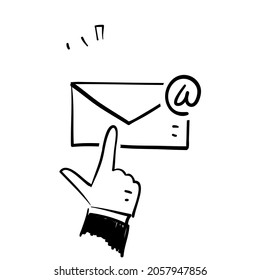 hand drawn doodle klik email icon illustration vector isolated