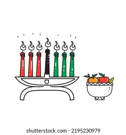 hand drawn doodle kwanzaa celebration illustration vector isolated