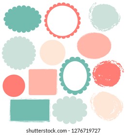 Hand drawn doodle labels with hand drawn texture for product design, tags and stickers. Vector design elements