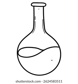 Hand drawn doodle laboratory flask isolated on a white background. Vector illustration.