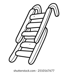 Hand drawn doodle ladder for firefighter isolated on white background. Vector illustration.