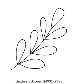 Hand drawn doodle leaf isolated on white background. Simple doodle style.