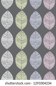 Hand drawn doodle leaf pattern background