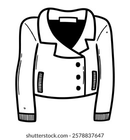 Hand drawn doodle leather jacket isolated on white background. Vector illustration.