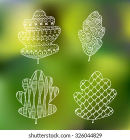 Hand drawn doodle leaves