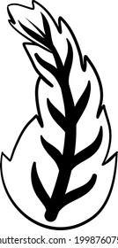 Hand drawn doodle leaves. Black and white line art. Vector illustration.