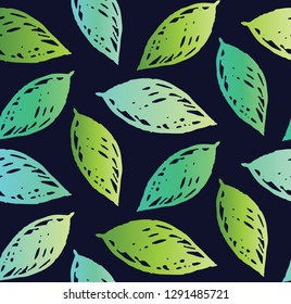 Hand drawn doodle leaves pattern background