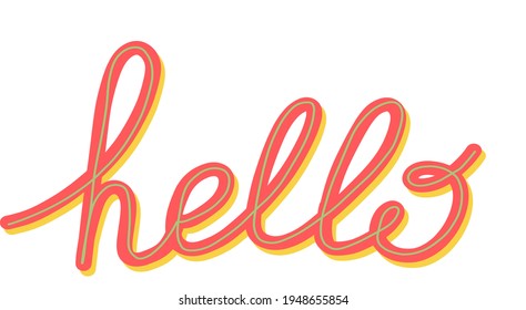 Hand drawn doodle lettering. Cute colorful inscription: hello. Trendy vector illustration. Bright inspirational concept for label, print, cover, stationery decoration, logo. 