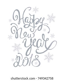 Hand drawn doodle lettering - Happy new 2018 year!
