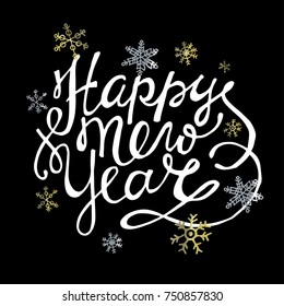 Hand drawn doodle lettering - Happy new 2018 year!