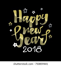 Hand drawn doodle lettering - Happy new 2018 year!