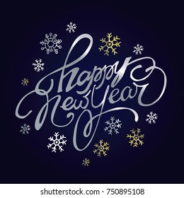 Hand drawn doodle lettering - Happy new 2018 year!